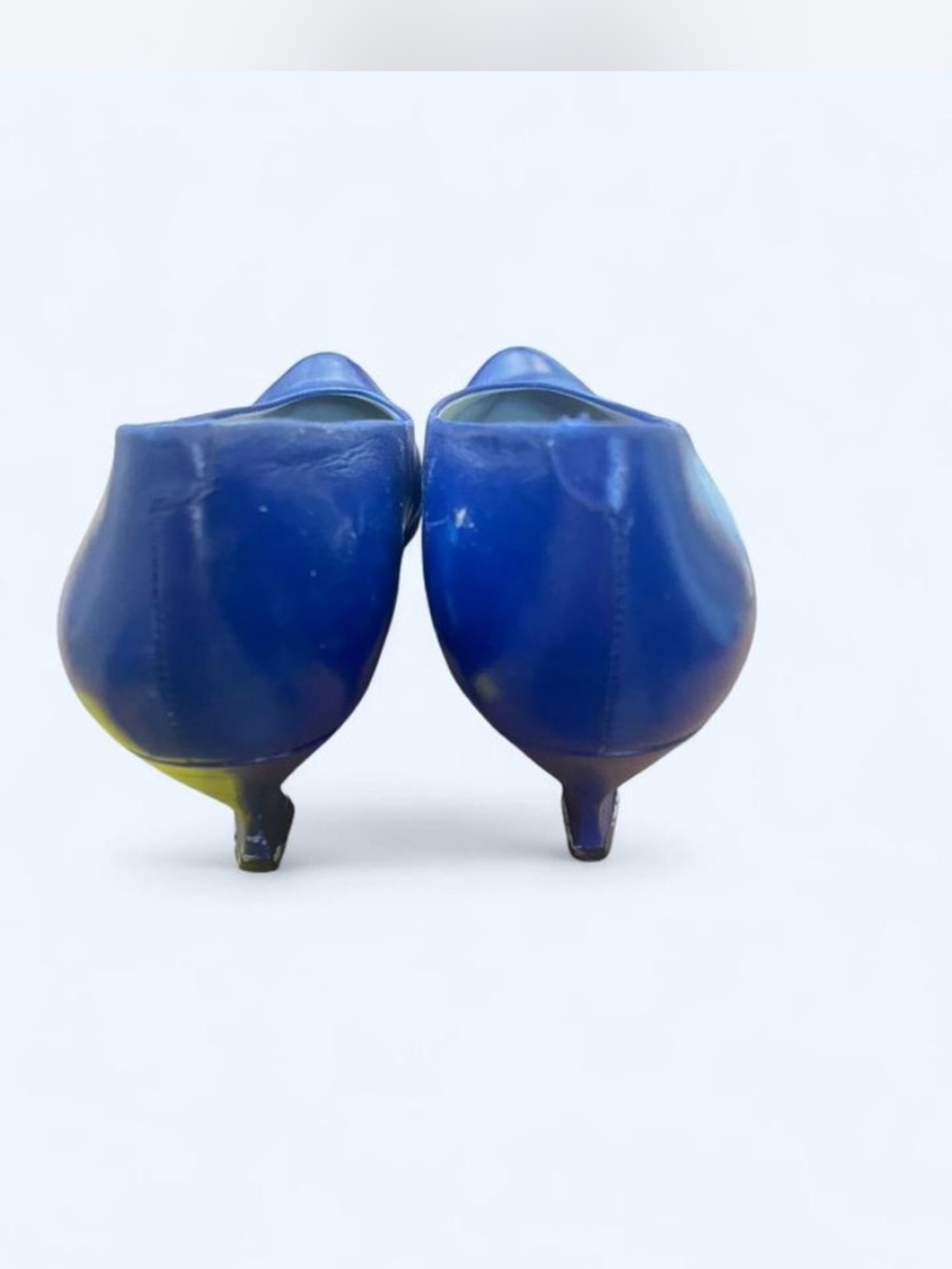 Vintage Liz Claiborne Cobalt Blue Leather Kitten Heels 9 N Spain Pointed Toe - Picture 4 of 6